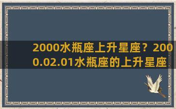 2000水瓶座上升星座？2000.02.01水瓶座的上升星座是什么？