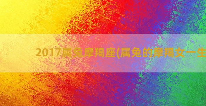 2017属兔摩羯座(属兔的摩羯女一生命运)