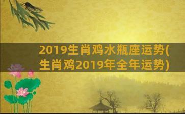 2019生肖鸡水瓶座运势(生肖鸡2019年全年运势)