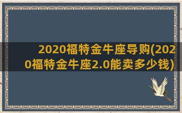 2020福特金牛座导购(2020福特金牛座2.0能卖多少钱)