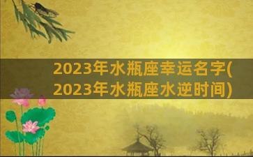 2023年水瓶座幸运名字(2023年水瓶座水逆时间)