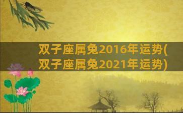 双子座属兔2016年运势(双子座属兔2021年运势)