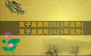 双子座属狗2023年运势(双子座属狗2023年运势)