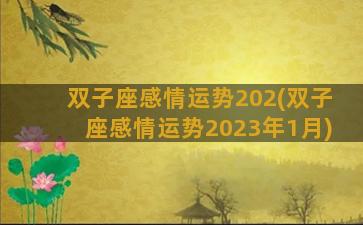 双子座感情运势202(双子座感情运势2023年1月)