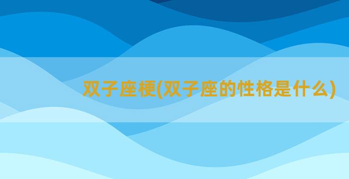 双子座梗(双子座的性格是什么)