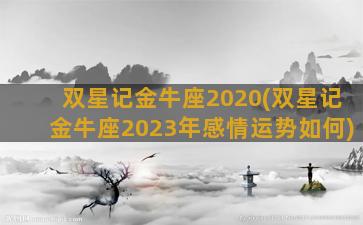 双星记金牛座2020(双星记金牛座2023年感情运势如何)