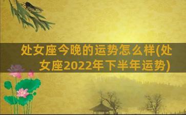 处女座今晚的运势怎么样(处女座2022年下半年运势)