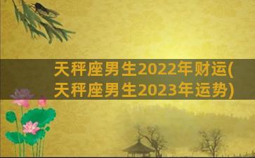 天秤座男生2022年财运(天秤座男生2023年运势)