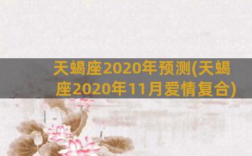 天蝎座2020年预测(天蝎座2020年11月爱情复合)