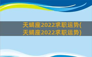 天蝎座2022求职运势(天蝎座2022求职运势)