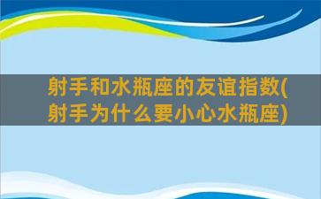 射手和水瓶座的友谊指数(射手为什么要小心水瓶座)