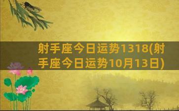 射手座今日运势1318(射手座今日运势10月13日)