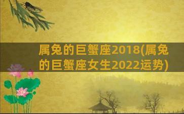 属兔的巨蟹座2018(属兔的巨蟹座女生2022运势)