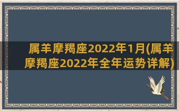 属羊摩羯座2022年1月(属羊摩羯座2022年全年运势详解)