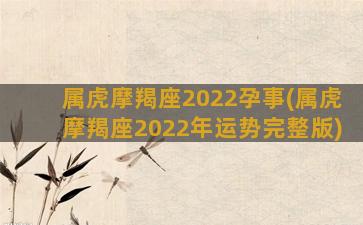 属虎摩羯座2022孕事(属虎摩羯座2022年运势完整版)