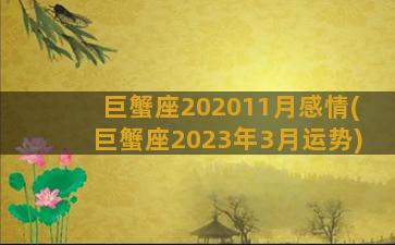 巨蟹座202011月感情(巨蟹座2023年3月运势)