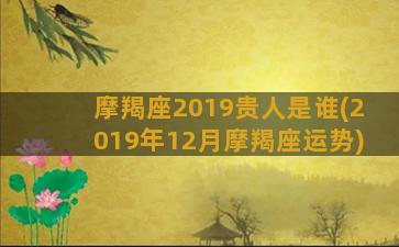 摩羯座2019贵人是谁(2019年12月摩羯座运势)