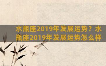 水瓶座2019年发展运势？水瓶座2019年发展运势怎么样