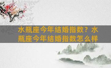 水瓶座今年结婚指数？水瓶座今年结婚指数怎么样