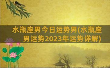 水瓶座男今日运势男(水瓶座男运势2023年运势详解)