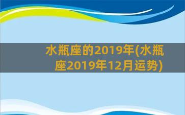 水瓶座的2019年(水瓶座2019年12月运势)