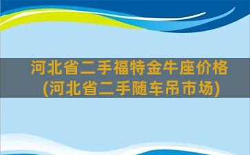 河北省二手福特金牛座价格(河北省二手随车吊市场)