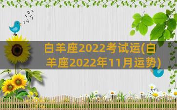 白羊座2022考试运(白羊座2022年11月运势)