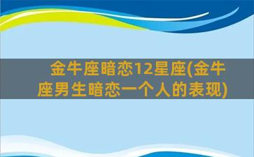 金牛座暗恋12星座(金牛座男生暗恋一个人的表现)