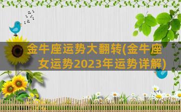 金牛座运势大翻转(金牛座女运势2023年运势详解)